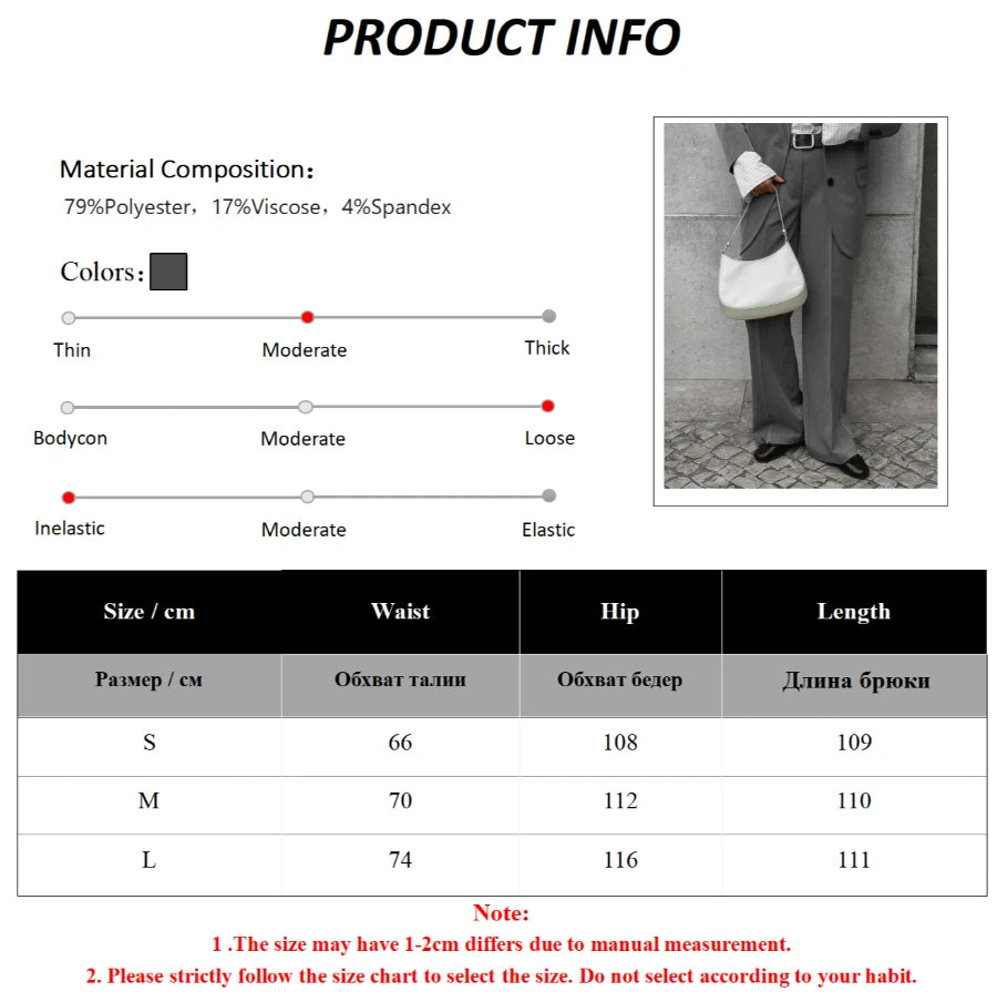 LIZAKOSHT  -  Women's Spring Summer New Loose Wide-Leg Suit Pants Elegant Office Classic Straight-Leg High-Waist Suit Trousers