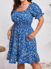 LIZAKOSHT  -  Women s Elegant V-Neck Ruffle Sleeve Floral Print Mini Dress Off Shoulder Short Flowy A-Line Dress Casual Summer Dress