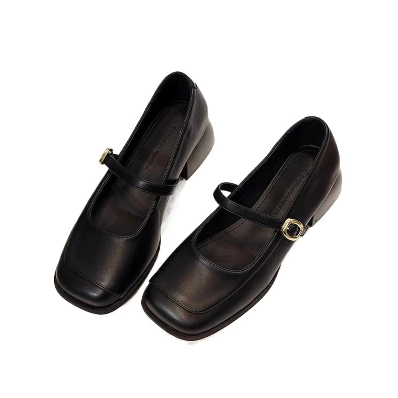 LIZAKOSHT  -  Women's New Retro Mary Janes Shoes Spring Summer Fashion Design Mid Heel Square Toe Pumps Elegant French Style Women Footwear