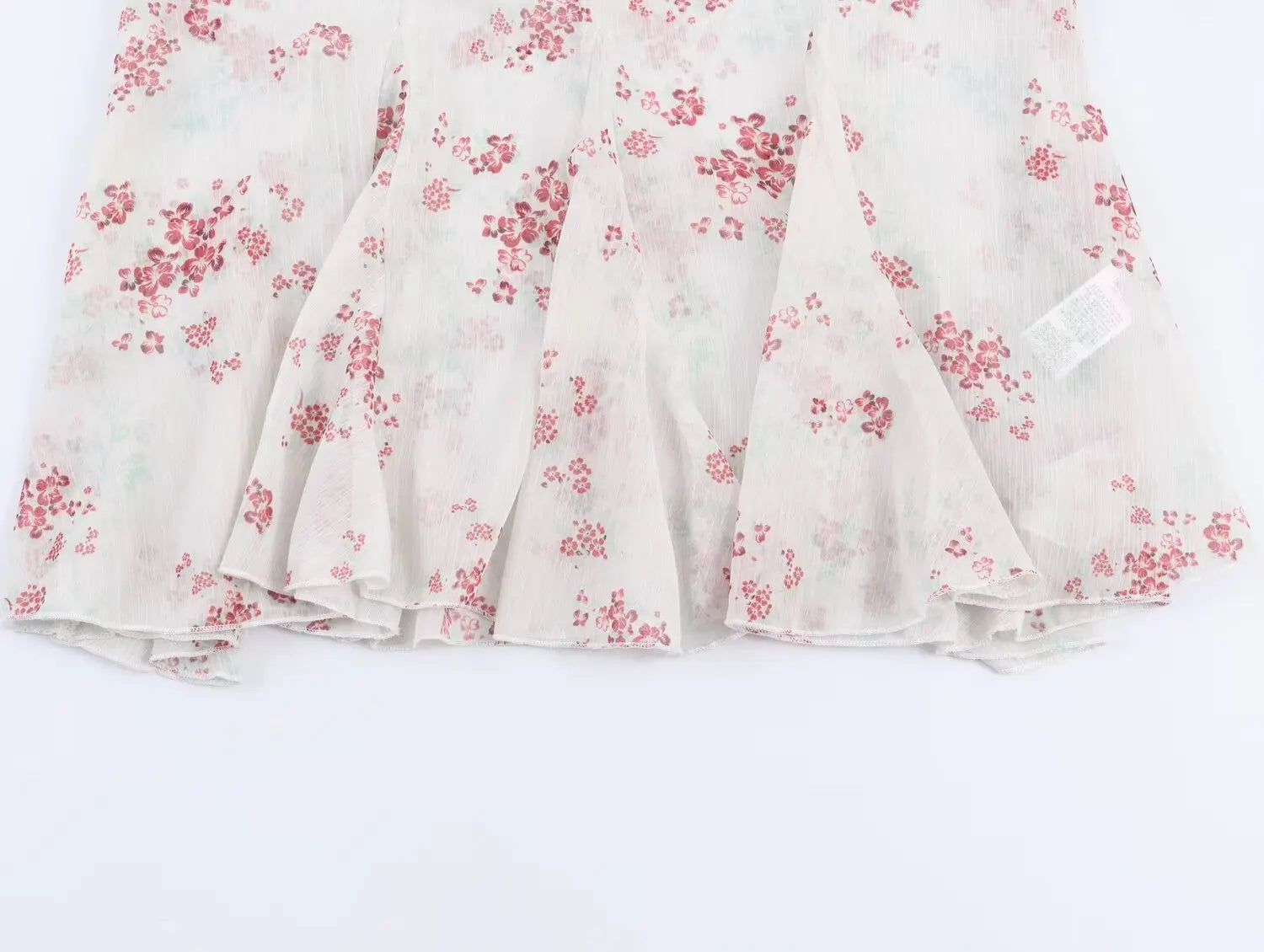 LIZAKOSHT  -  Spring Summer White Pink Floral Print Flare Cuff Long Sleeve Pullover Shirt Women Bow O Collar Loose Short Blouses Femme Tops