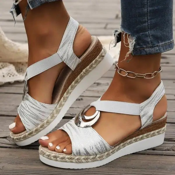LIZAKOSHT  -  Beige Heeled Sandals Low-Heeled Shoes With Strap Large Size Clogs Wedge Open Toe 2025 Summer Black Low-heeled Big Fashion Girls