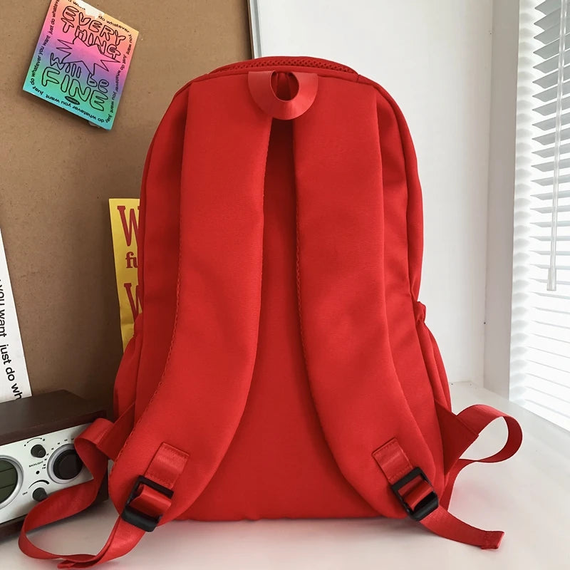 LIZAKOSHT  -  New Unisex Large Capacity Student Backpack Korean Solid Color Boys Girls Book Pack Nylon Waterproof Travel Bag Schoolbag
