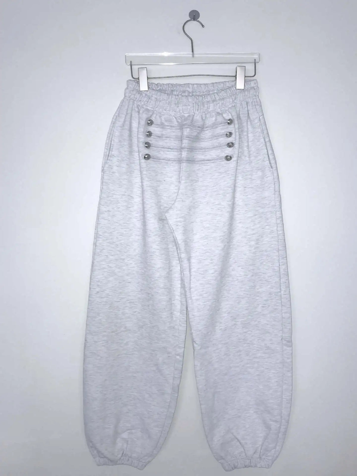LIZAKOSHT  -  Y2K Tide Gray drawstring ankle-length sweatpants Double row Silver snap cord Bottoms Harajuku Punk Cool Girl Chic Lower garment