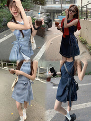 LIZAKOSHT  -  New Elegant Sleeveless Y2k Mini Dress Women 2000s Casual Outwear Short Party Dress Vintage One Piece Dress Korean Fashion
