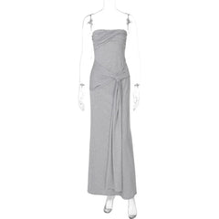 LIZAKOSHT  -  New Product Temperament Intellectual Wrinkle Off Shoulder Design Sense Hanging Belt Waist for Slimming and Skincare Dress