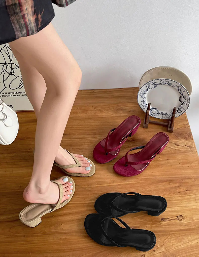 LIZAKOSHT  -  Designer Summer Women Clip Toe Slippers Fashion High Heels Stripper Party Pumps Mules Slide Shoes