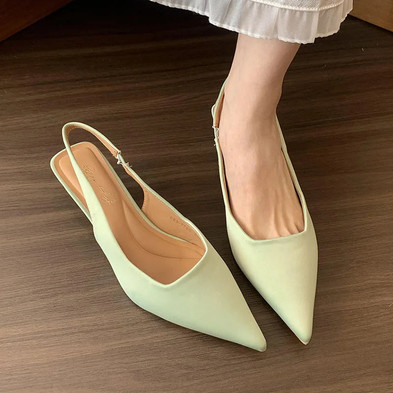 LIZAKOSHT  -  Summer New Brand Women Sandal Fashion Pointed Toe Sahllow Slip On Ladies Elegant Slingback Shoes Thin High Pumps New Woman