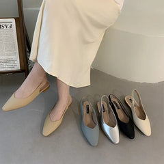 LIZAKOSHT  -  Fashion Pointed Toe Flats Shoes Women Slingback Sandals Elegant Mules Female Shallow Ballet Casual Loafers Sliver Zapatos Mujer
