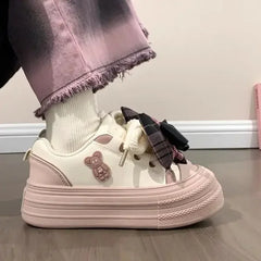 LIZAKOSHT  -  Bow Tie Womens Sports Shoes Sweet Kawaii Korean Style Women Sneakers Autumn Niche Mixed Color Casual Women Shoes