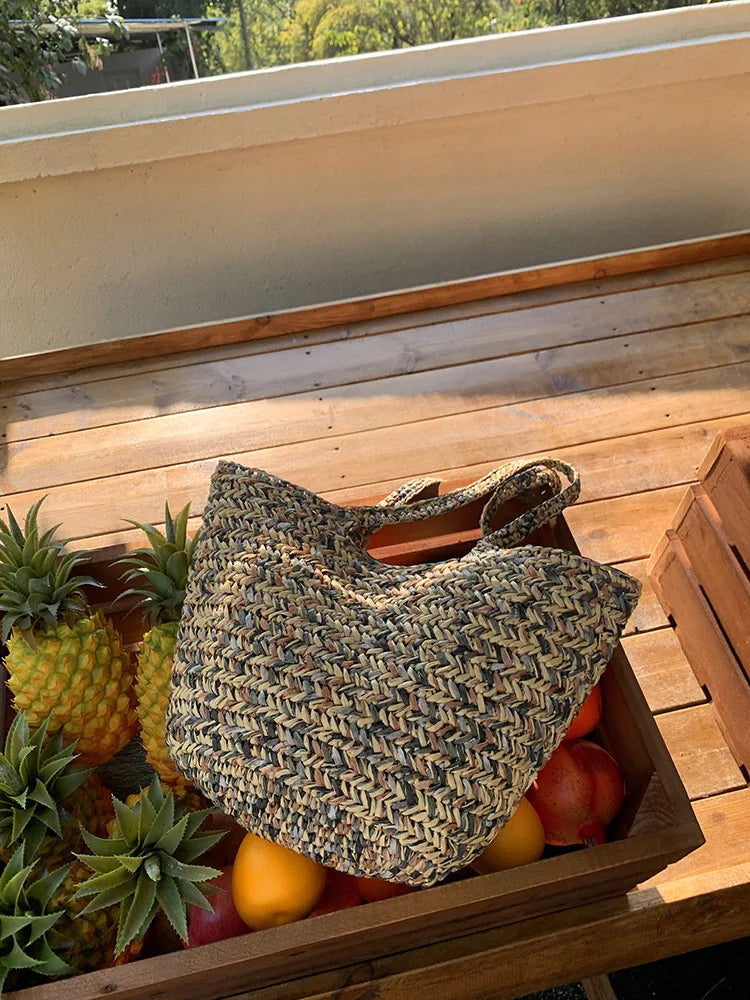LIZAKOSHT  -  Fashion Summer Handmade Straw Shoulder Bag Large Capacity Woven Tote Beach Bags For Women