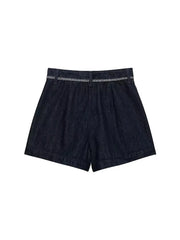 LIZAKOSHT  -  Fashion Denim Shorts For Women Summer 2025 New Casual Black Zipper Pockets Short Pants Chic Bright Line Decoration Mini Shorts