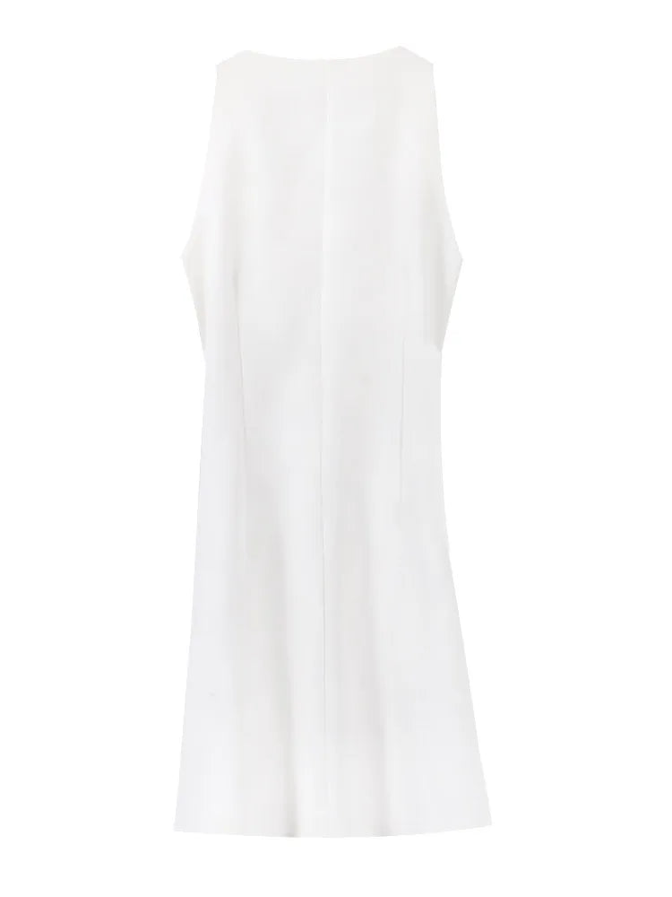 LIZAKOSHT  -  Hollow Out Sleeveless Dress Women Sexy Temperament Waist Cinching Slimming Elastic Summer Round Neck Hip Hugging Short Dress