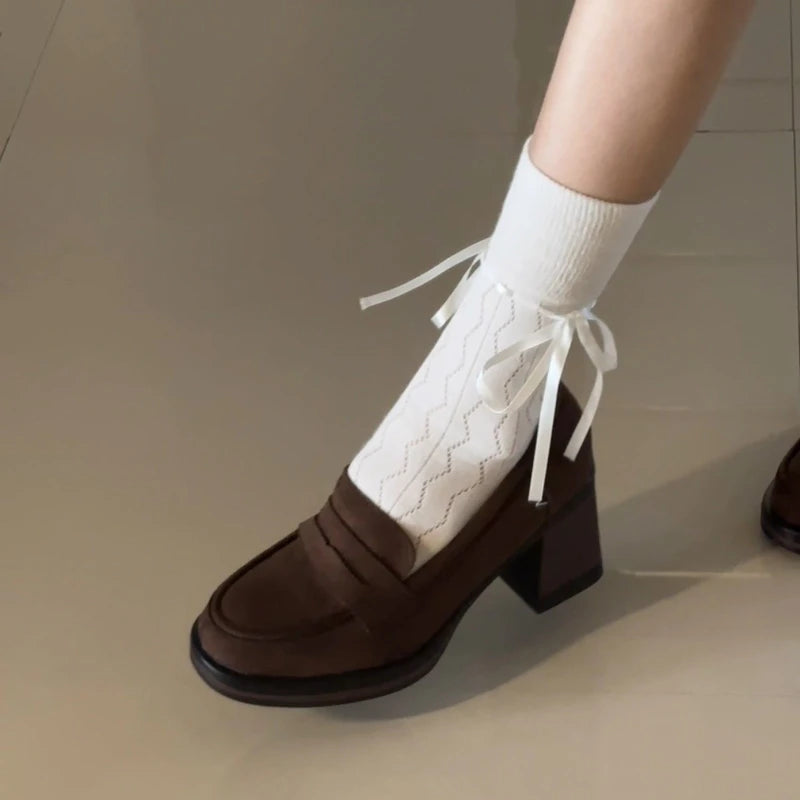 LIZAKOSHT  -   Vintage Square Toe Thick Heel Women Mary Jane Shoes Shallow Slip on Ladies Elegant Dress Pumps Spring Concise Zapatos De Mujer