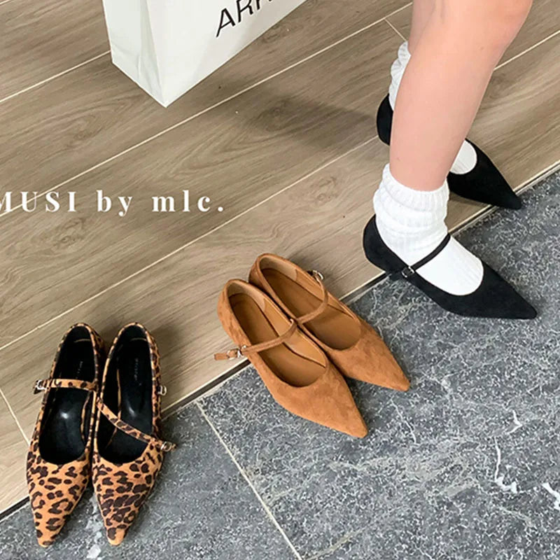 LIZAKOSHT  -  Fashion Brand Leopard Flats Shoes Women Ballerina Loafer Slip On Soft Moccasins Pointed Toe Mary Jane Dress Red Brown Mujer
