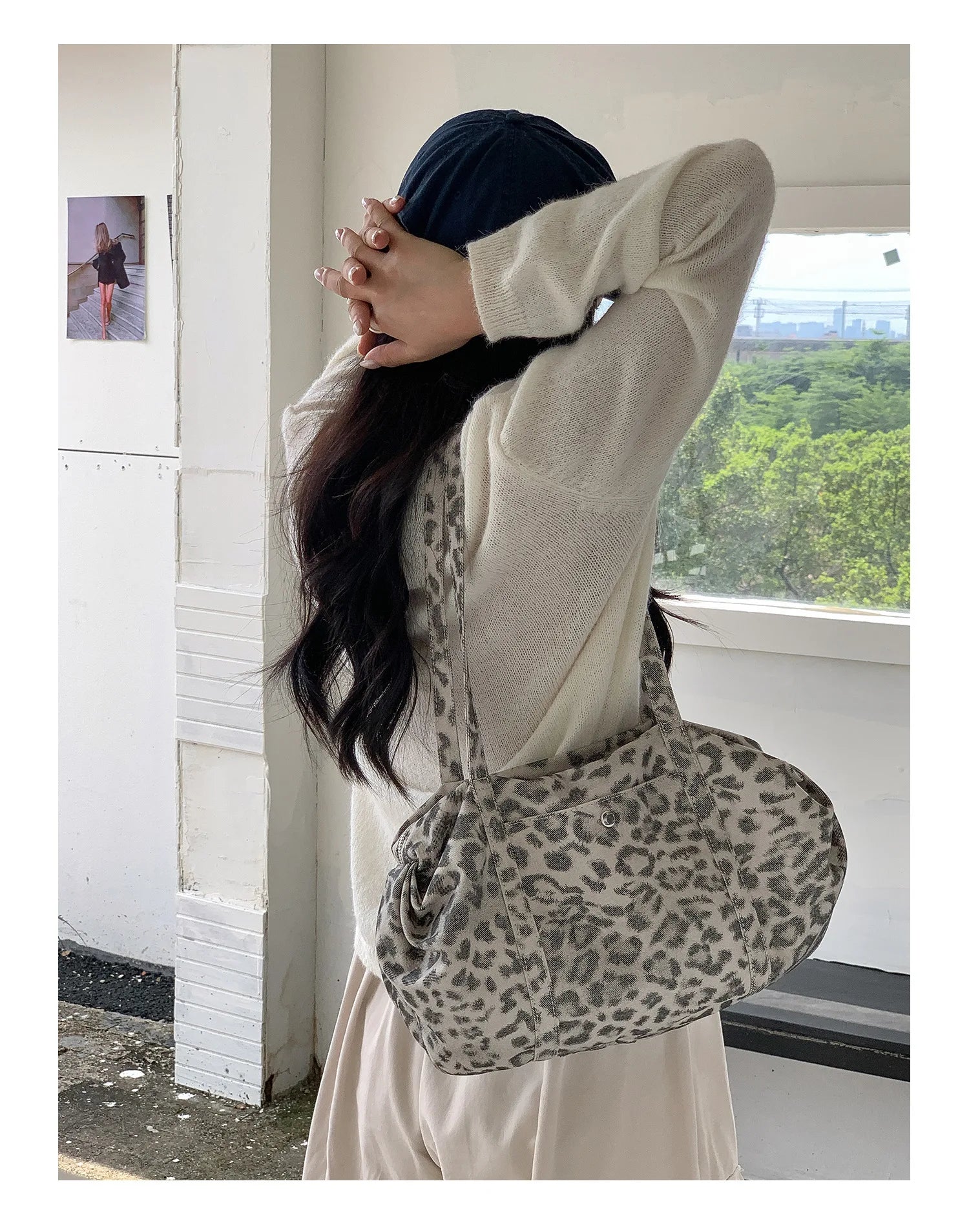LIZAKOSHT  -  Wild Leopard Print Nylon Shoulder Bag Large Capacity Multipocket Tote Bag Trendy Women Casual Purse Guangzhou High Quality Bag