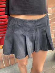 LIZAKOSHT  -  Black Low Waist Mini Pleated Skirts Women Summer New Cotton Simple A-line Shorts Faldas Vintage Y2k Streetwear Solid Sweet Skirt