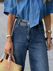 LIZAKOSHT  -  Urban Female Fashion High Waist Straight Leg Jeans New Autumn Full Length Casual Going Out Denim Pants Trousers
