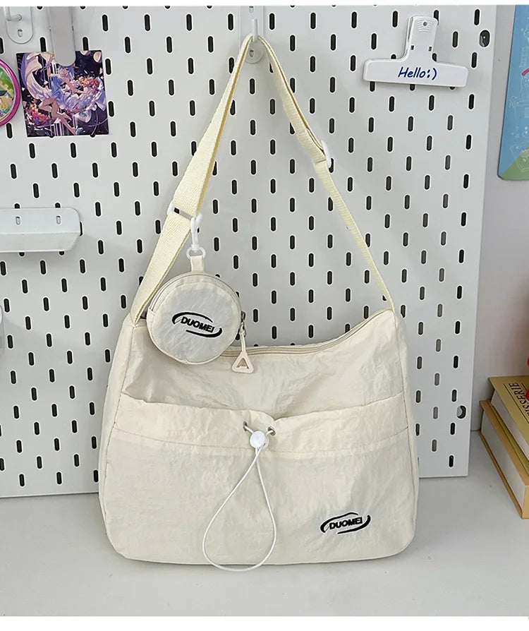 LIZAKOSHT  -  Japan Style Women Crossbody Bag New Casual Nylon Letter Composite Bag Simple Large Capacity Canvas Single Shoulder Tote Bag