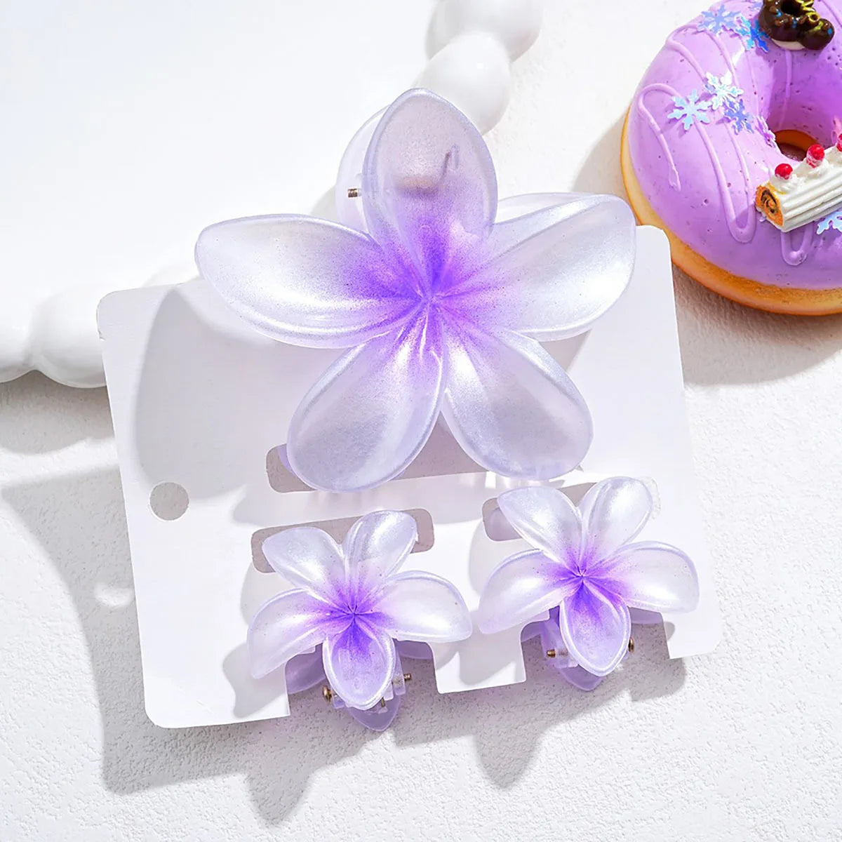 LIZAKOSHT  -  3pcs/set Flower Claw Clip Women Hawaiian Girl Hair Accessories Flower Ponytail Clip Clamp Barrettes Hairpin Summer Beach Jewelry
