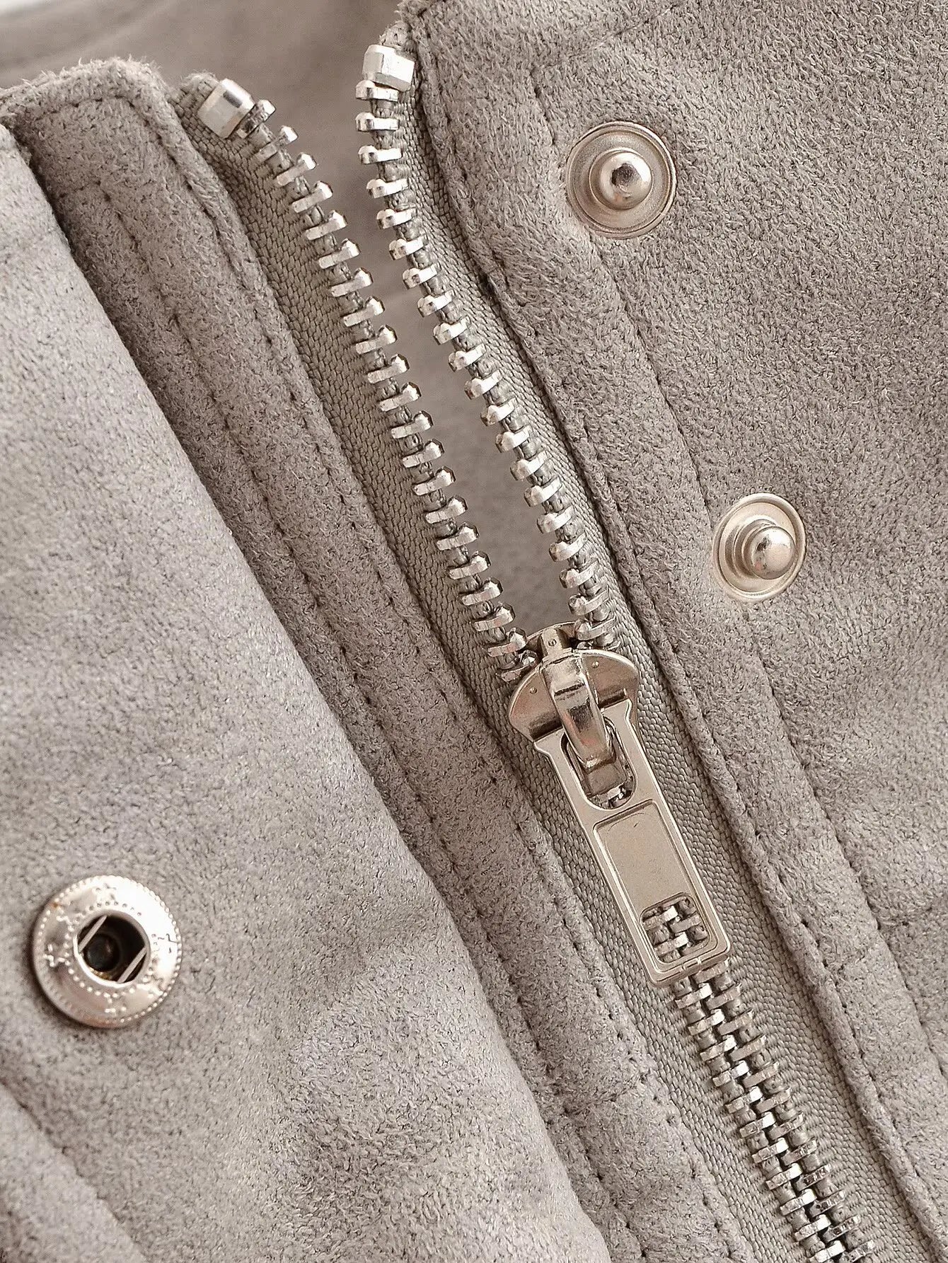 LIZAKOSHT  -  Vintage Stand Collar Women's Coat Full Sleeve Pocket Zippers Loose Lady Short Jackets Autumn Winter Female Streetwear
