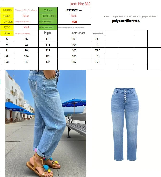 LIZAKOSHT  -  Womens Jeans Y2k Jeans Baggy Jeans Button Detail Design Straight Leg Denim Pants Comfortable Loose Trousers