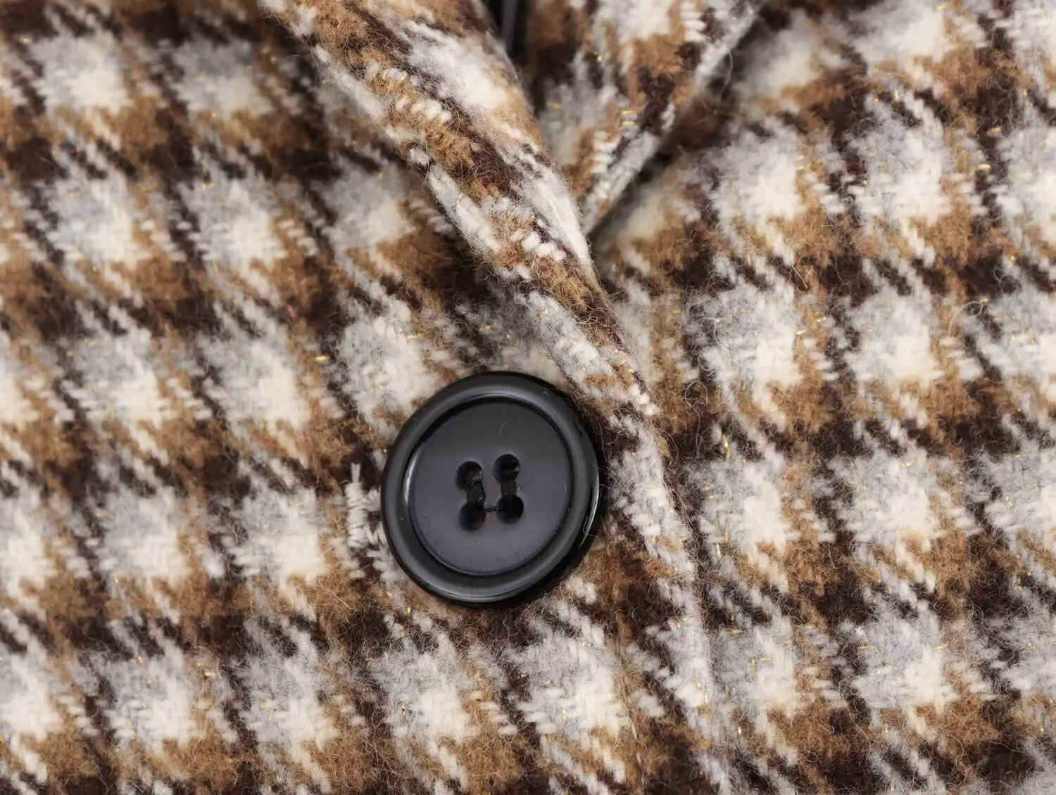 LIZAKOSHT  -  Double Breasted Plaid Pattern Woolen Overcoat Women Fashion Lapel Long Sleeve Loose Coats Lady Winter Daily Commute Coat