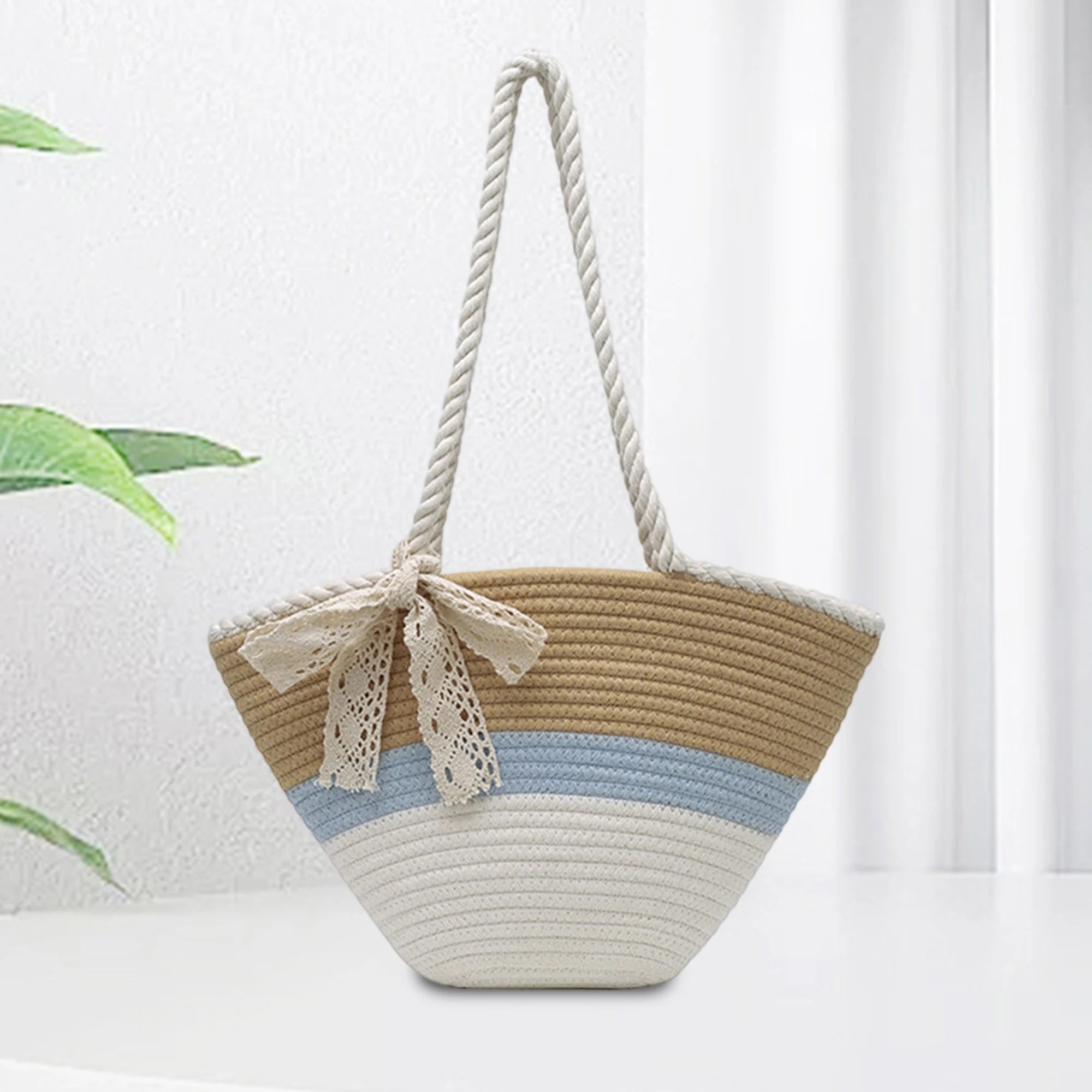 LIZAKOSHT  -  Stylish Oversized Tote Bag with Vibrant Patterns and Chic Tassel Detail Perfect for Summer Getaways and Shopping Spree