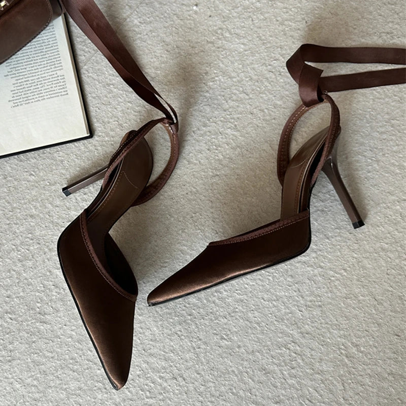 LIZAKOSHT  -  Spring Design Sexy Ankle Strap Pumps Woman Sandals Pointed Toe Stiletto Heels Mesh Ladies Shoes Zapatillas De Mujer