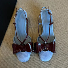 LIZAKOSHT  -  Butterfly-knot Suede Fashion Mules Sandals Women Designer Dress Shoes Shallow Comfort Elegant Low Heel Mary Jane Shoes Ladies
