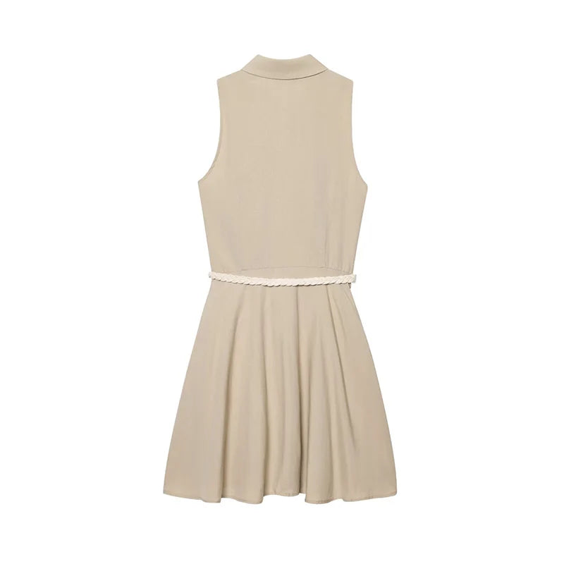 LIZAKOSHT  -  New Summer Dresses Women's Fashion Slim Elegant Mini Youth Women's Holiday Dress Street Chic Belt Decoration Dress