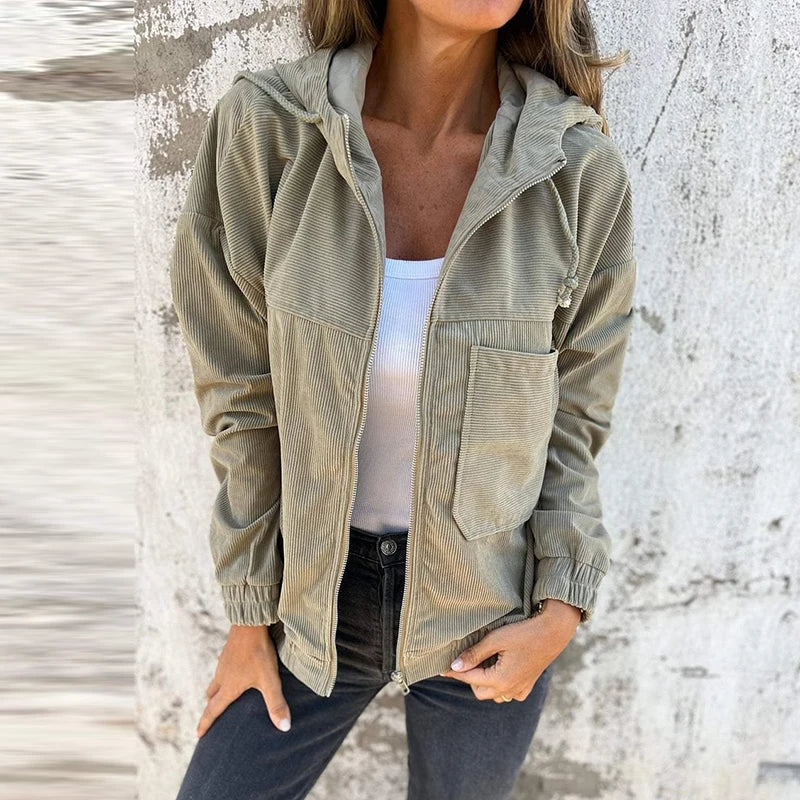 LIZAKOSHT  -  Elegant Women Long Sleeve Hoodies Coat Office Lady Fashion Simple Commuting Zipper Outwears Autumn Winter New Solid Jacket Coat