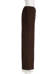 LIZAKOSHT  -  Casual Solid Straight Pants Loose Mid-Waisted Knitted Wide Leg Pants Women Autumn Spring Fashion Streetwear Ladies