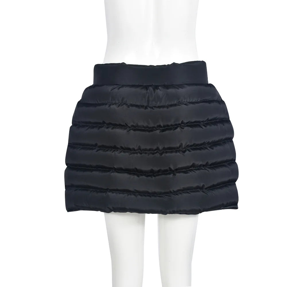 LIZAKOSHT  -  Puffy Cotton Padde Bodycon Mini Skirts Women Solid Fashion High Waist Buttons Split Quilted Skirt Fashoin Casual Streetwear