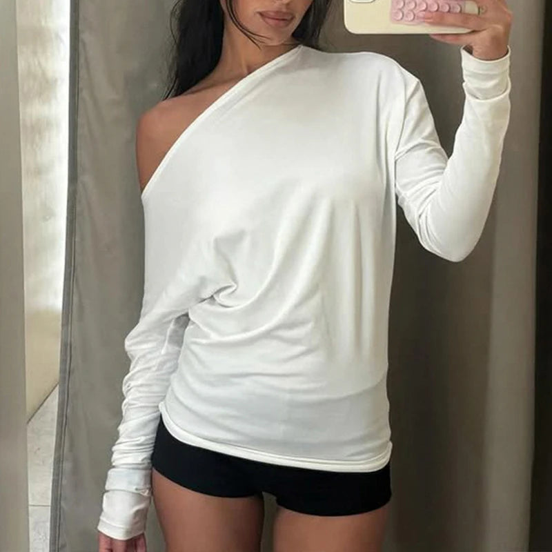 LIZAKOSHT  -  Autumn Casual Basic Solid Color Simple O Neck Long-sleeved T-shirts Casual Loose Fitting Pullover Tees for Womens