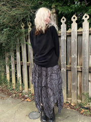 LIZAKOSHT  -  Dark Printed Skirts Femme Clothing Party Clubwear Chic Black Gothic Irregularly Skirt Streetwear Women's Basics Summer