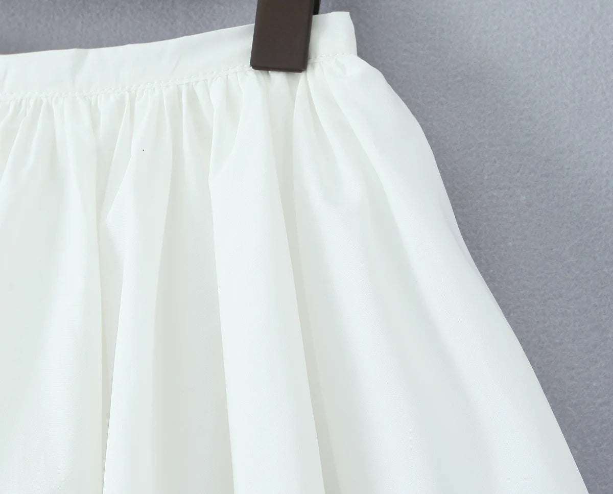 LIZAKOSHT  -  Ballet Girl White Cotton Spliced Lace Lining Mini Skirt Women Ball Gown Umbrella Skater Skirts with Shorts underwear Summer
