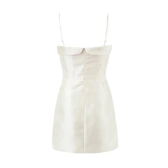 LIZAKOSHT  -  Ladies Daughter Wind Suspender Skirt Female French Bow Satin High Waist Short A-line Skirt Dress