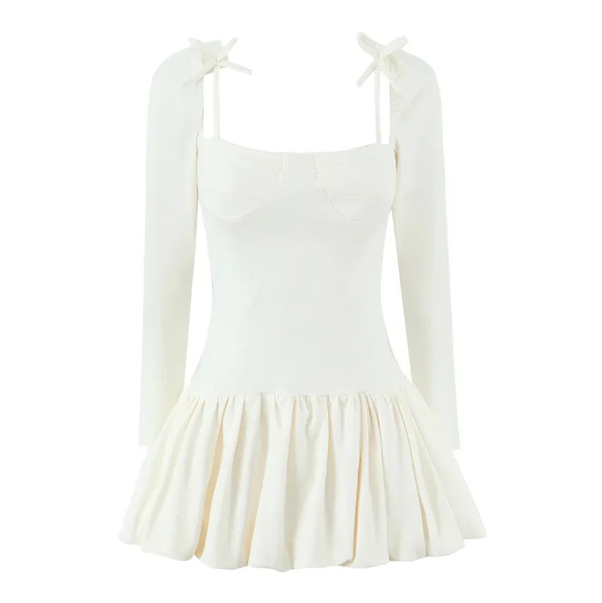 LIZAKOSHT  -  Women Long Sleeve Tie Up Bubble Mini  Pretty Mood in Vika Dress