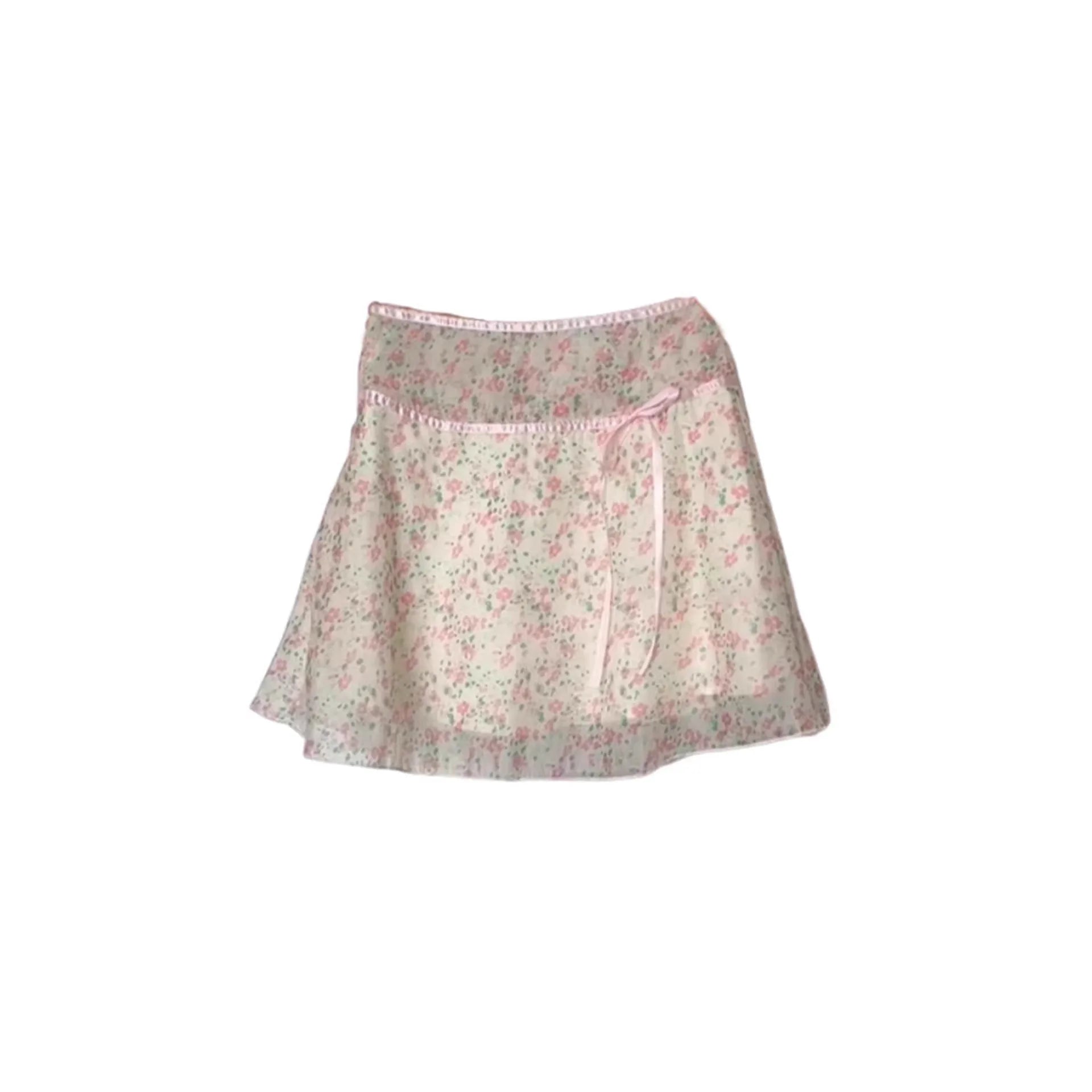 LIZAKOSHT  -  Sweet and Gentle Wind Pink Floral Skirt Women's Summer New Design High Waist and Thin Skirt