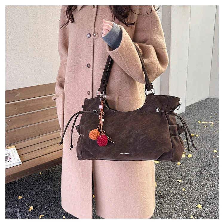 LIZAKOSHT  -  Simple Fashion Suede Crossbody Bag Women Large Capacity Shoulder Bag for Work Comfortable and Versatile Texture Commuting Bag