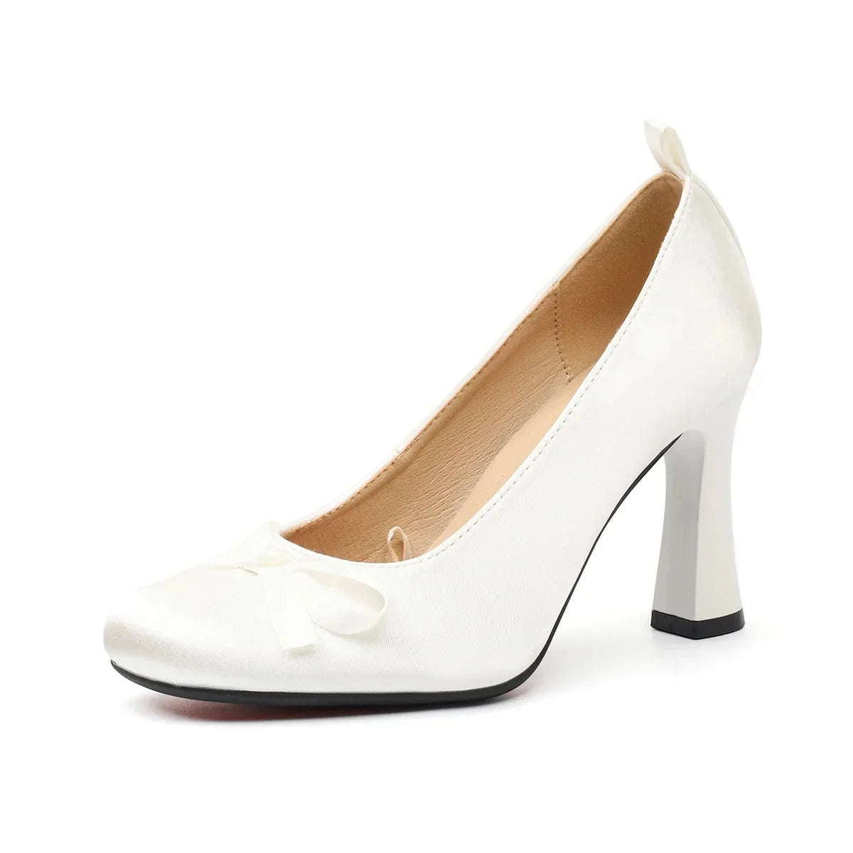 LIZAKOSHT  -  French Fairy Tale Style Ballet Flats High Heels Women's Spring Autumn Bow Tie Silk Round Toe Thin Heel Rubber Bottom Shoes