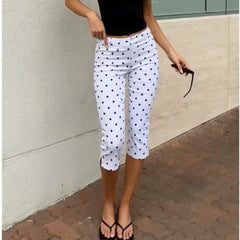 LIZAKOSHT  -  Women Side Slit Capri Pants Stretchy Slim Fit Capris Yoga Leggings Y2k Knee Length Going Out Cropped Pants