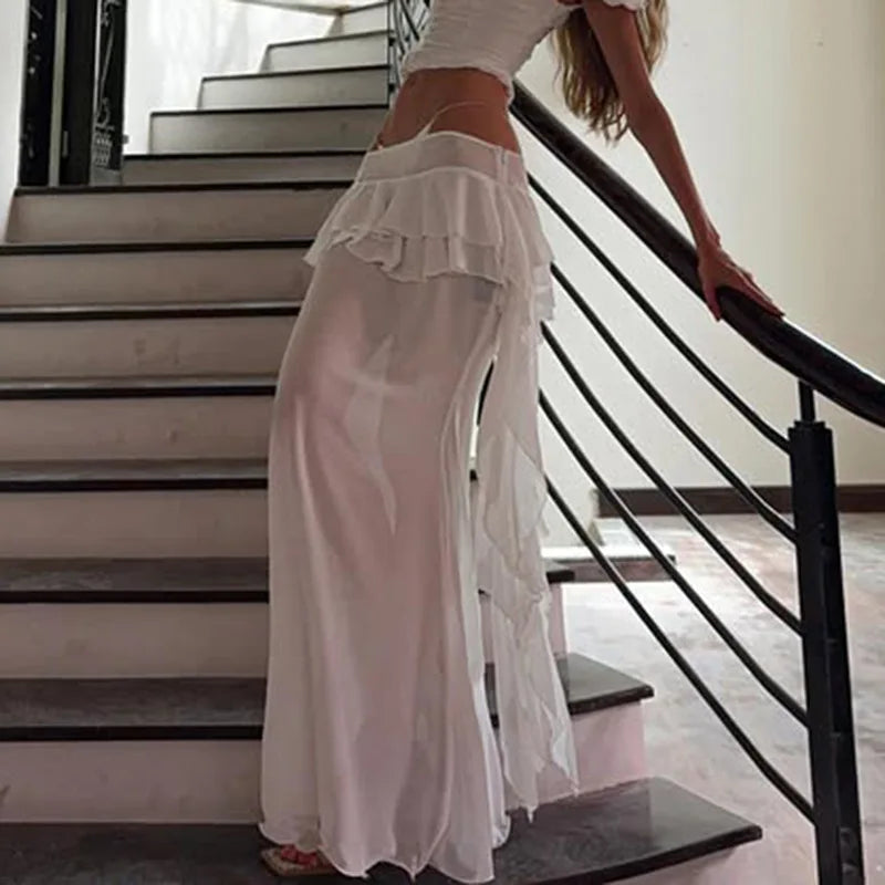 LIZAKOSHT  -  Summer Perspective Sexy Lotus Leaf Edge Splicing Long Dress