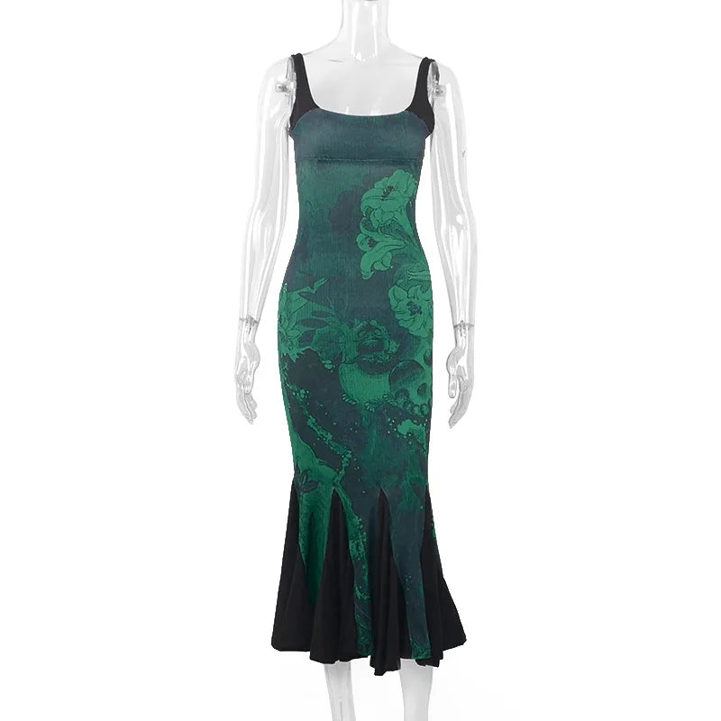 LIZAKOSHT  -  Summer Women Fashion Elegant Print Sexy Backless Sling Streetwear A-LINE Dress Female Casual Slim Sleeveless Pullover Dresses