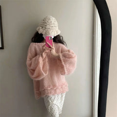  LIZAKOSHT  -  Elegant French Style Pullover Sweaters Women Pink Vintage Knitted Pullover Female Autumn Winter Casual Sweet Sweater Tops