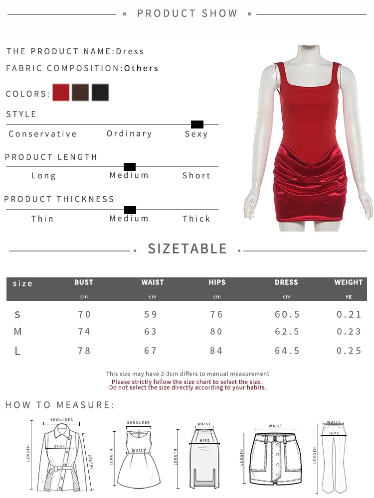 LIZAKOSHT  -  Valentine's Dress Women Sexy Low Chest Sleeveless Ruched Patchwork Peach Hip Birthday Party Dating Skinny Clubwear
