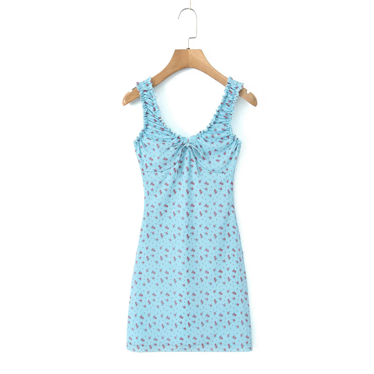 LIZAKOSHT  -  New French Retro Small Lace Floral Print V-neck Sleeveless Mesh Casual Dress