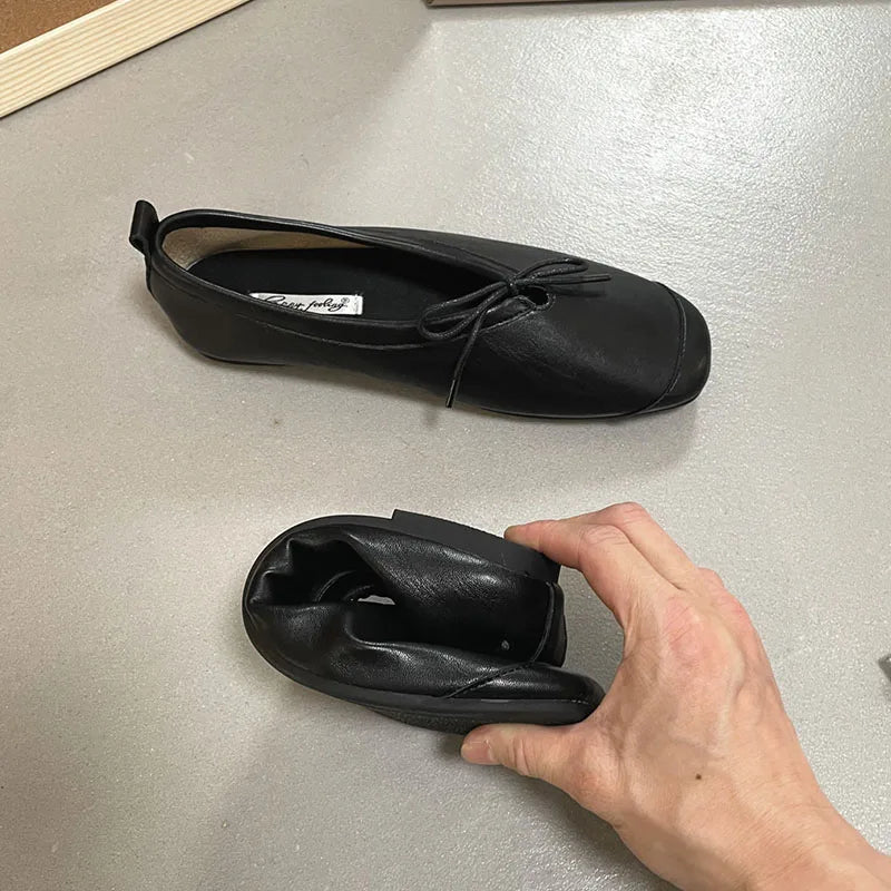 LIZAKOSHT  -  Women's Vintage Flats Comfortable Leather Ballet Shoes Female Soft Dress Shoes Mujer Slip On Loafers Mujer New Woman Shoes
