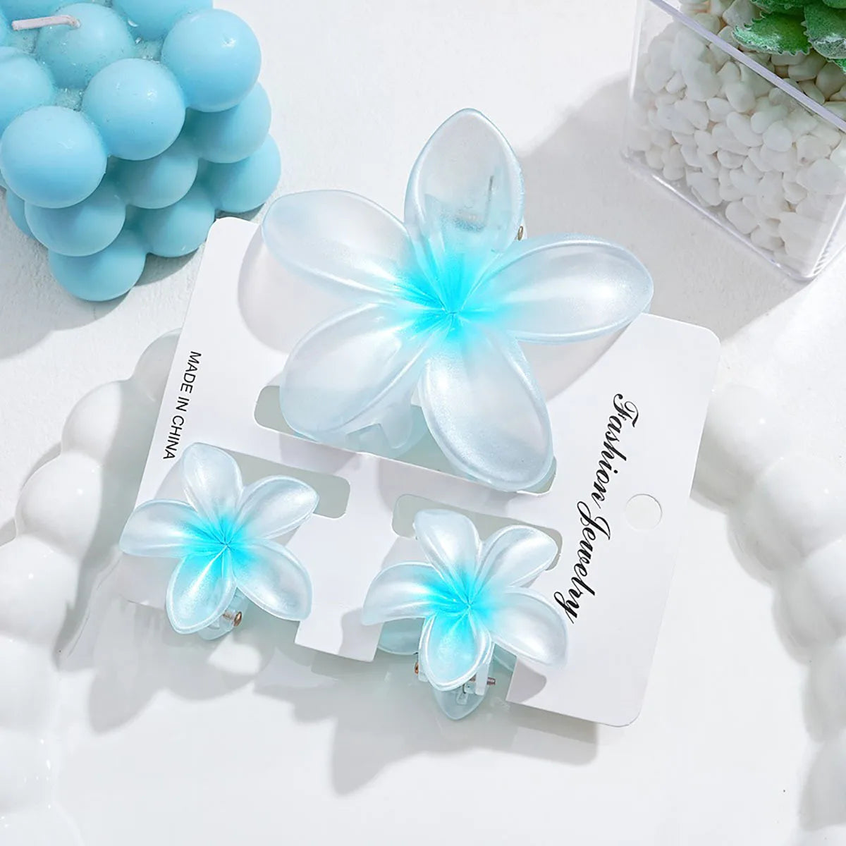 LIZAKOSHT  -  3pcs/set Flower Claw Clip Women Hawaiian Girl Hair Accessories Flower Ponytail Clip Clamp Barrettes Hairpin Summer Beach Jewelry