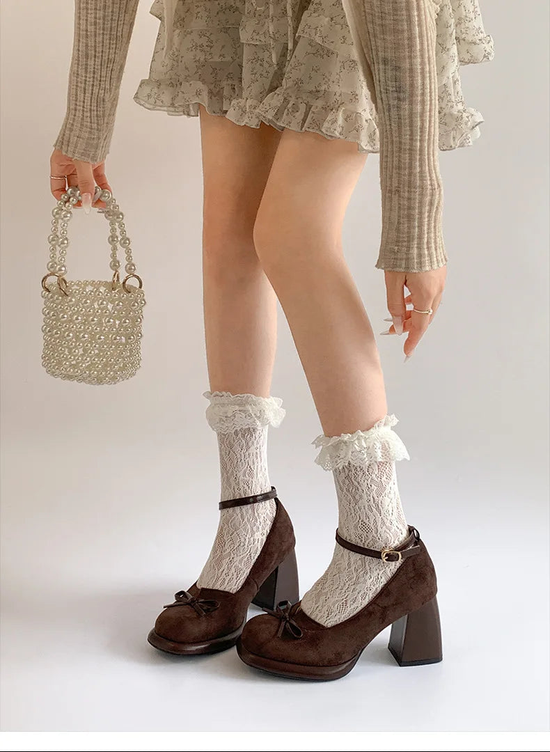 LIZAKOSHT  -  Black square head thick heel high heels women's summer new versatile skirt Mary Jane single shoes